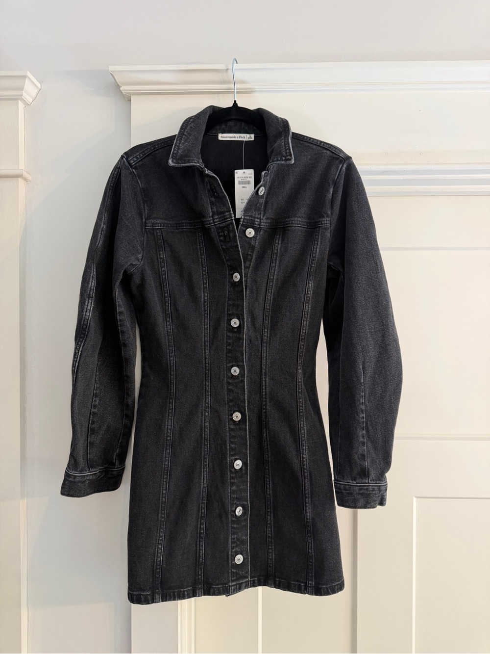 NWT Abercrombie & Fitch Black Denim Mini Dress Small